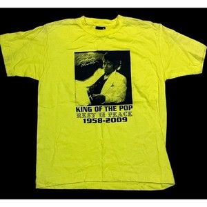 Vintage 00S Michael Jackson Memorial KING OF THE POP Band T-Shirt Graphic Size S